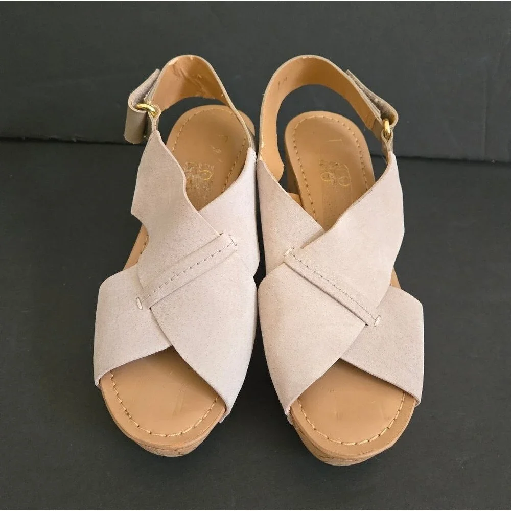 Franco Sarto Suede Slingback Kicks Platforms Sandals Size 6